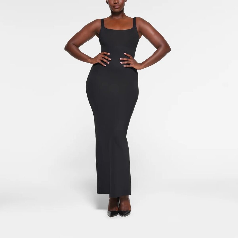 NWT, SKIMS BODY - TANK LONG SLIP DRESS, Onyx, M